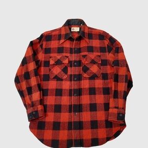 Kings‎ Road Sears Vintage 60s Red Buffalo Plaid Wool Flannel Shirt Medium
